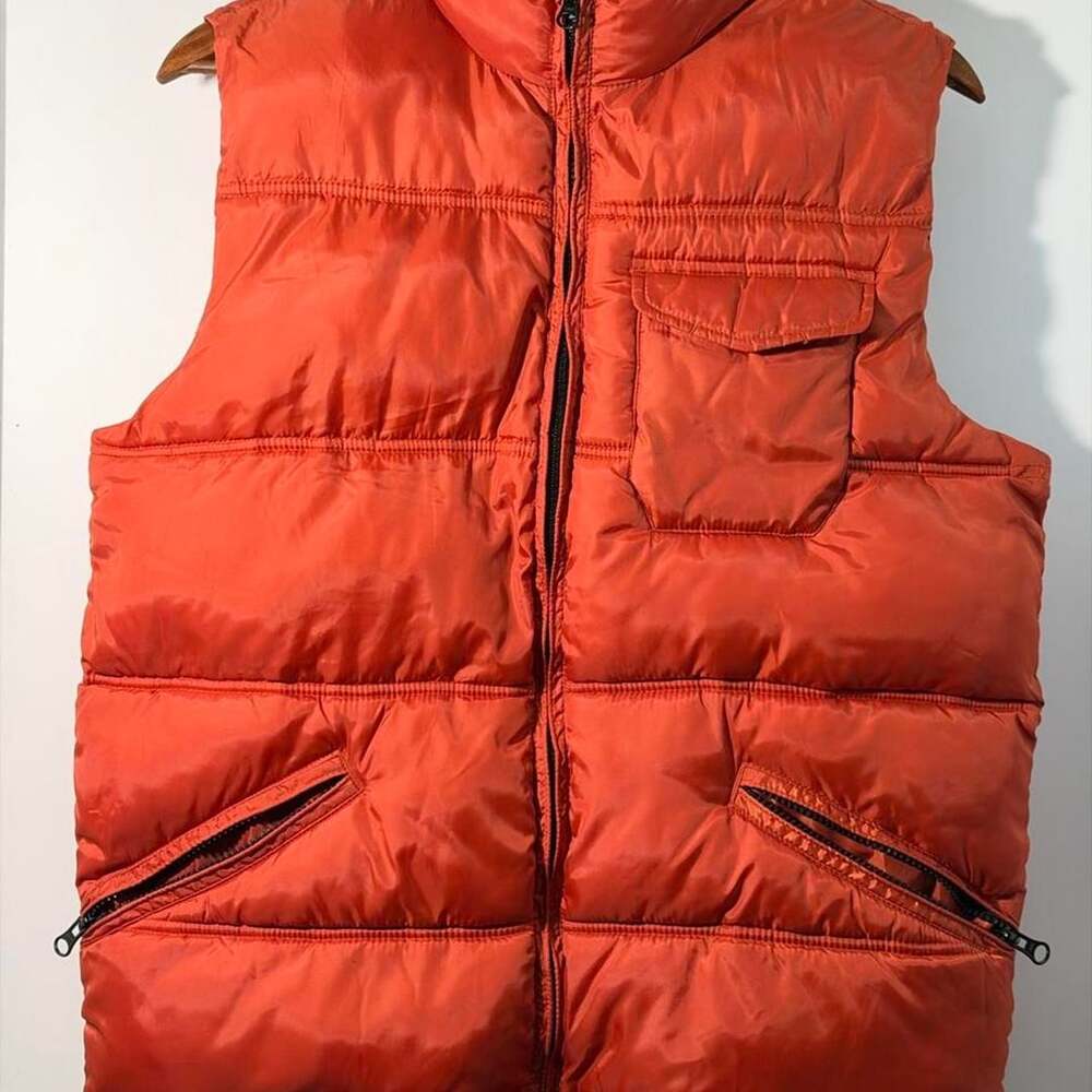 GapKids Orange Puffer Vest Size XXL (14-16) Fleece-Lined Collar
